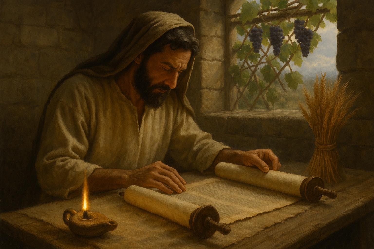 Word Studies Showing Scroll, Oil Lamp