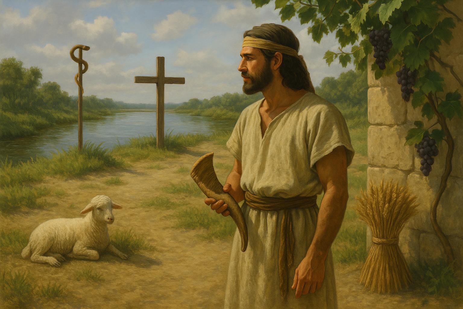 Narrative Foreshadowing Showing Lamb, Wooden Beam