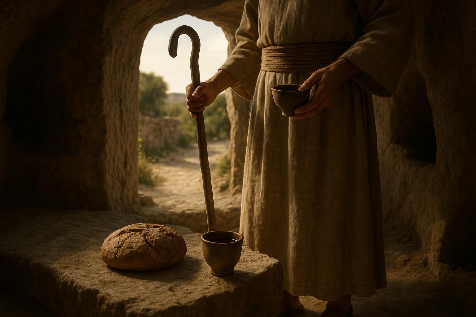 Godu2019s Attributes Showing Shepherd Staff, Bread