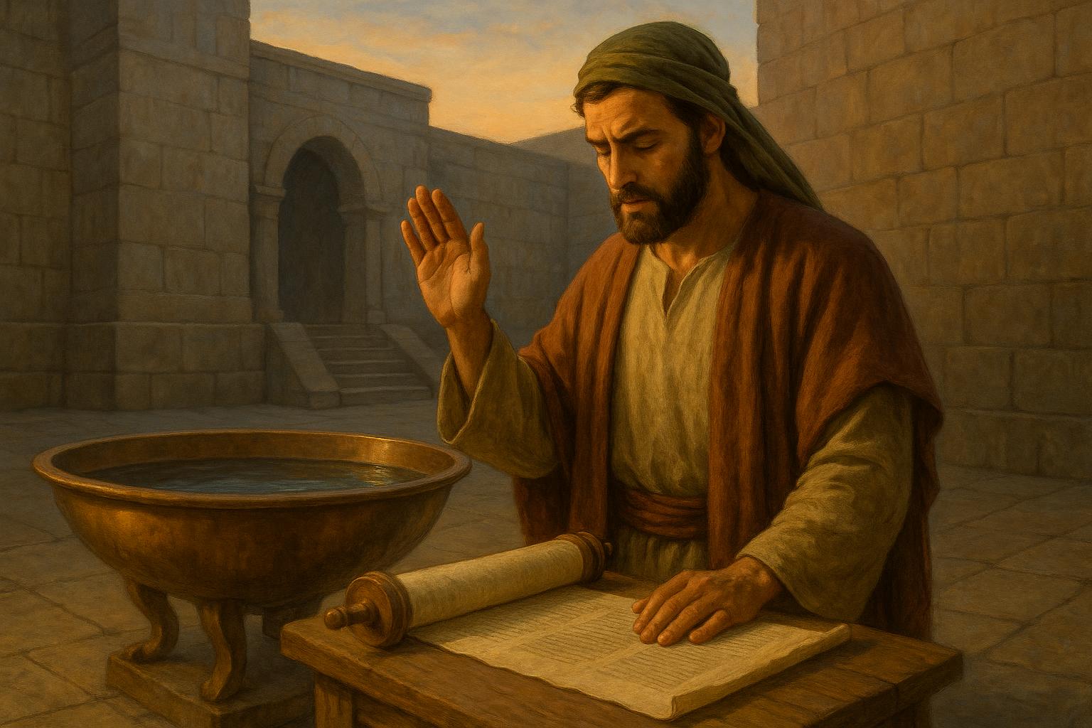 Mosaic Law Showing Biblical Stone Altar,